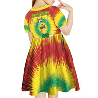 Personalized Lithuania Christmas Tie Dye Kid Short Sleeve Dress Skeleton Soccer Goal Celebration Santa Hat - Wonder Print Shop