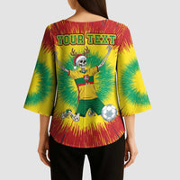 Personalized Lithuania Christmas Tie Dye Kimono Sleeve Blouse Skeleton Soccer Goal Celebration Santa Hat - Wonder Print Shop