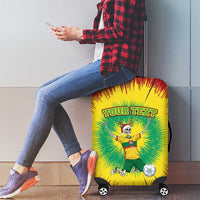 Personalized Lithuania Christmas Tie Dye Luggage Cover Skeleton Soccer Goal Celebration Santa Hat - Wonder Print Shop