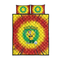 Personalized Lithuania Christmas Tie Dye Quilt Bed Set Skeleton Soccer Goal Celebration Santa Hat - Wonder Print Shop