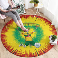 Personalized Lithuania Christmas Tie Dye Round Carpet Skeleton Soccer Goal Celebration Santa Hat - Wonder Print Shop