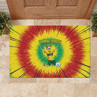 Personalized Lithuania Christmas Tie Dye Rubber Doormat Skeleton Soccer Goal Celebration Santa Hat - Wonder Print Shop