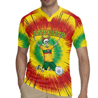 Personalized Lithuania Christmas Tie Dye Rugby Jersey Skeleton Soccer Goal Celebration Santa Hat - Wonder Print Shop