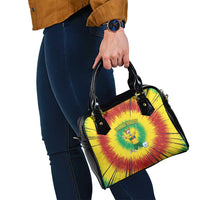 Personalized Lithuania Christmas Tie Dye Shoulder Handbag Skeleton Soccer Goal Celebration Santa Hat - Wonder Print Shop