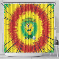 Personalized Lithuania Christmas Tie Dye Shower Curtain Skeleton Soccer Goal Celebration Santa Hat - Wonder Print Shop