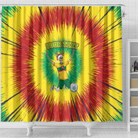 Personalized Lithuania Christmas Tie Dye Shower Curtain Skeleton Soccer Goal Celebration Santa Hat - Wonder Print Shop