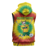 Personalized Lithuania Christmas Tie Dye Sleeveless Zip Hoodie Skeleton Soccer Goal Celebration Santa Hat - Wonder Print Shop