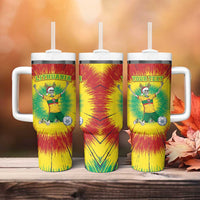 Personalized Lithuania Christmas Tie Dye Tumbler With Handle Skeleton Soccer Goal Celebration Santa Hat - Wonder Print Shop