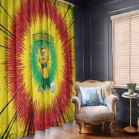 Personalized Lithuania Christmas Tie Dye Window Curtain Skeleton Soccer Goal Celebration Santa Hat - Wonder Print Shop