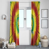 Personalized Lithuania Christmas Tie Dye Window Curtain Skeleton Soccer Goal Celebration Santa Hat - Wonder Print Shop