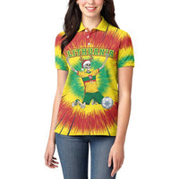 Personalized Lithuania Christmas Tie Dye Women Polo Shirt Skeleton Soccer Goal Celebration Santa Hat - Wonder Print Shop