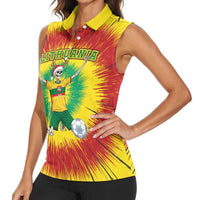 Personalized Lithuania Christmas Tie Dye Women Sleeveless Polo Shirt Skeleton Soccer Goal Celebration Santa Hat - Wonder Print Shop