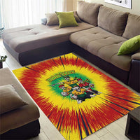 Personalized Lithuania Christmas Area Rug Skeleton Rugby Tie Dye Vintage - Wonder Print Shop