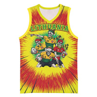 Personalized Lithuania Christmas Basketball Jersey Skeleton Rugby Tie Dye Vintage - Wonder Print Shop