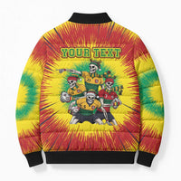 Personalized Lithuania Christmas Bomber Puffer Jacket Skeleton Rugby Tie Dye Vintage - Wonder Print Shop