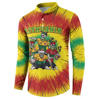 Personalized Lithuania Christmas Button Sweatshirt Skeleton Rugby Tie Dye Vintage - Wonder Print Shop