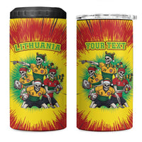 Personalized Lithuania Christmas 4 in 1 Can Cooler Tumbler Skeleton Rugby Tie Dye Vintage - Wonder Print Shop