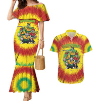 Personalized Lithuania Christmas Couples Matching Mermaid Dress and Hawaiian Shirt Skeleton Rugby Tie Dye Vintage - Wonder Print Shop