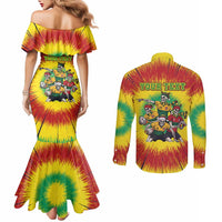 Personalized Lithuania Christmas Couples Matching Mermaid Dress and Long Sleeve Button Shirt Skeleton Rugby Tie Dye Vintage - Wonder Print Shop