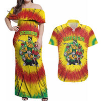 Personalized Lithuania Christmas Couples Matching Off Shoulder Maxi Dress and Hawaiian Shirt Skeleton Rugby Tie Dye Vintage - Wonder Print Shop