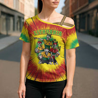 Personalized Lithuania Christmas Cross Shoulder Shirt Skeleton Rugby Tie Dye Vintage - Wonder Print Shop