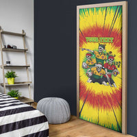 Personalized Lithuania Christmas Door Cover Skeleton Rugby Tie Dye Vintage - Wonder Print Shop