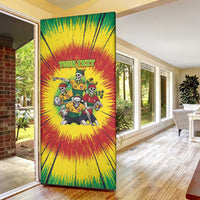 Personalized Lithuania Christmas Door Cover Skeleton Rugby Tie Dye Vintage - Wonder Print Shop