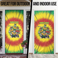 Personalized Lithuania Christmas Door Cover Skeleton Rugby Tie Dye Vintage - Wonder Print Shop