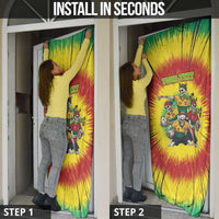 Personalized Lithuania Christmas Door Cover Skeleton Rugby Tie Dye Vintage - Wonder Print Shop