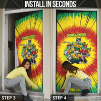 Personalized Lithuania Christmas Door Cover Skeleton Rugby Tie Dye Vintage - Wonder Print Shop