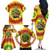 Personalized Lithuania Christmas Family Matching Off The Shoulder Long Sleeve Dress and Hawaiian Shirt Skeleton Rugby Tie Dye Vintage - Wonder Print Shop