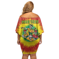 Personalized Lithuania Christmas Family Matching Off Shoulder Short Dress and Hawaiian Shirt Skeleton Rugby Tie Dye Vintage - Wonder Print Shop