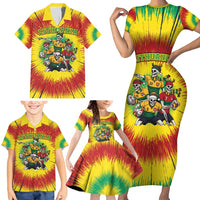 Personalized Lithuania Christmas Family Matching Short Sleeve Bodycon Dress and Hawaiian Shirt Skeleton Rugby Tie Dye Vintage - Wonder Print Shop