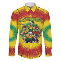 Personalized Lithuania Christmas Family Matching Short Sleeve Bodycon Dress and Hawaiian Shirt Skeleton Rugby Tie Dye Vintage - Wonder Print Shop