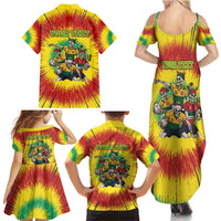 Personalized Lithuania Christmas Family Matching Summer Maxi Dress and Hawaiian Shirt Skeleton Rugby Tie Dye Vintage - Wonder Print Shop