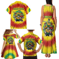 Personalized Lithuania Christmas Family Matching Tank Maxi Dress and Hawaiian Shirt Skeleton Rugby Tie Dye Vintage - Wonder Print Shop