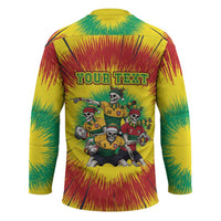 Personalized Lithuania Christmas Hockey Jersey Skeleton Rugby Tie Dye Vintage - Wonder Print Shop