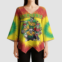 Personalized Lithuania Christmas Kimono Sleeve Blouse Skeleton Rugby Tie Dye Vintage - Wonder Print Shop