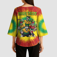 Personalized Lithuania Christmas Kimono Sleeve Blouse Skeleton Rugby Tie Dye Vintage - Wonder Print Shop