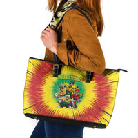 Personalized Lithuania Christmas Leather Tote Bag Skeleton Rugby Tie Dye Vintage - Wonder Print Shop