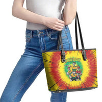 Personalized Lithuania Christmas Leather Tote Bag Skeleton Rugby Tie Dye Vintage - Wonder Print Shop