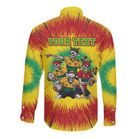Personalized Lithuania Christmas Long Sleeve Button Shirt Skeleton Rugby Tie Dye Vintage - Wonder Print Shop