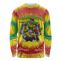 Personalized Lithuania Christmas Long Sleeve Shirt Skeleton Rugby Tie Dye Vintage - Wonder Print Shop