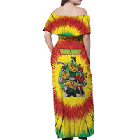 Personalized Lithuania Christmas Off Shoulder Maxi Dress Skeleton Rugby Tie Dye Vintage - Wonder Print Shop