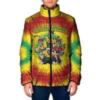 Personalized Lithuania Christmas Padded Jacket Skeleton Rugby Tie Dye Vintage - Wonder Print Shop