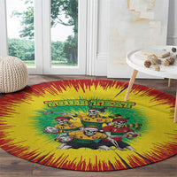 Personalized Lithuania Christmas Round Carpet Skeleton Rugby Tie Dye Vintage - Wonder Print Shop