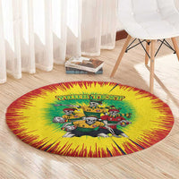 Personalized Lithuania Christmas Round Carpet Skeleton Rugby Tie Dye Vintage - Wonder Print Shop