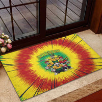 Personalized Lithuania Christmas Rubber Doormat Skeleton Rugby Tie Dye Vintage - Wonder Print Shop