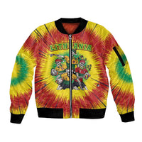 Personalized Lithuania Christmas Sleeve Zip Bomber Jacket Skeleton Rugby Tie Dye Vintage - Wonder Print Shop