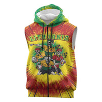 Personalized Lithuania Christmas Sleeveless Zip Hoodie Skeleton Rugby Tie Dye Vintage - Wonder Print Shop
